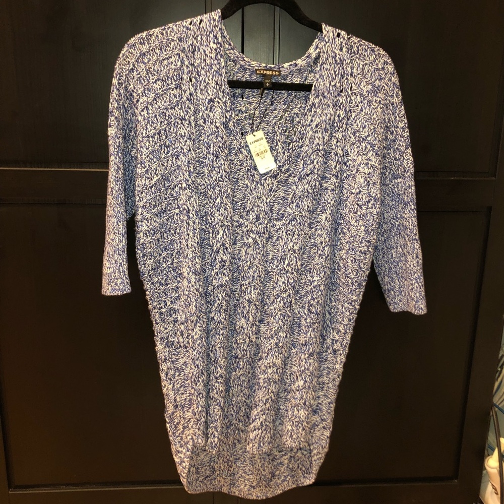 Blue and white knit sweater